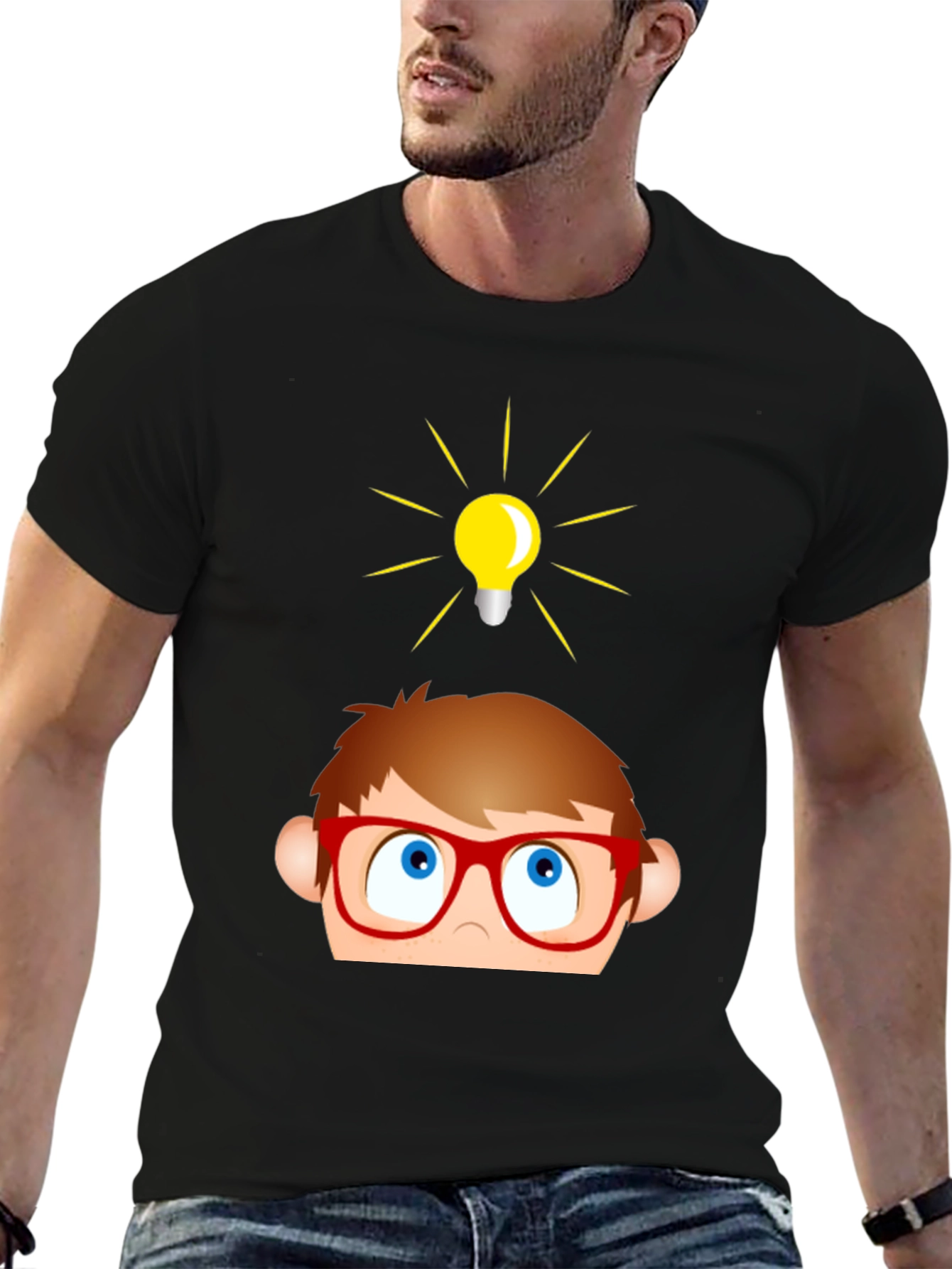 Funny Cartoon Idea Light Bulb Graphic T-Shirt