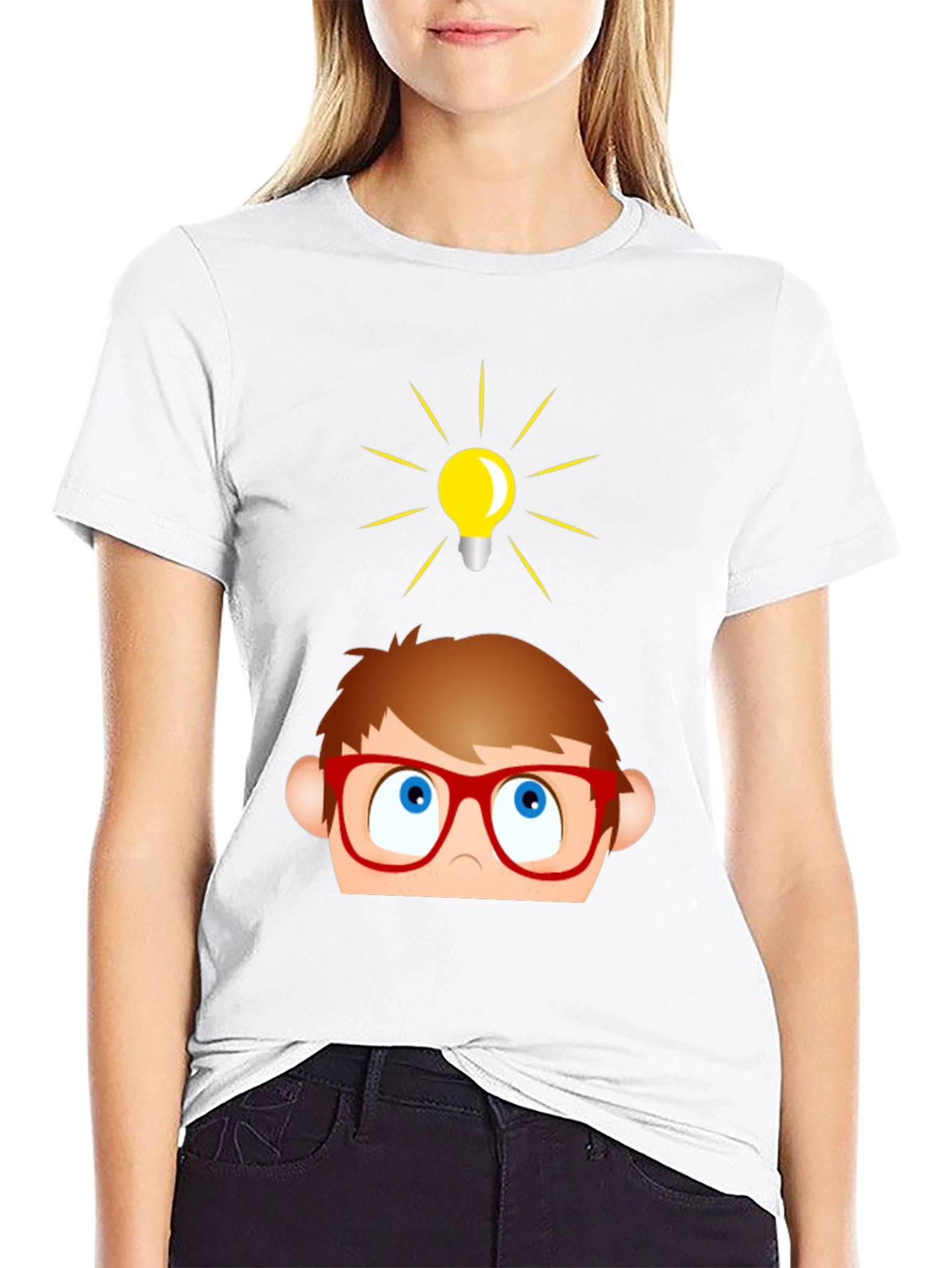 Funny Cartoon Idea Light Bulb Graphic T-Shirt