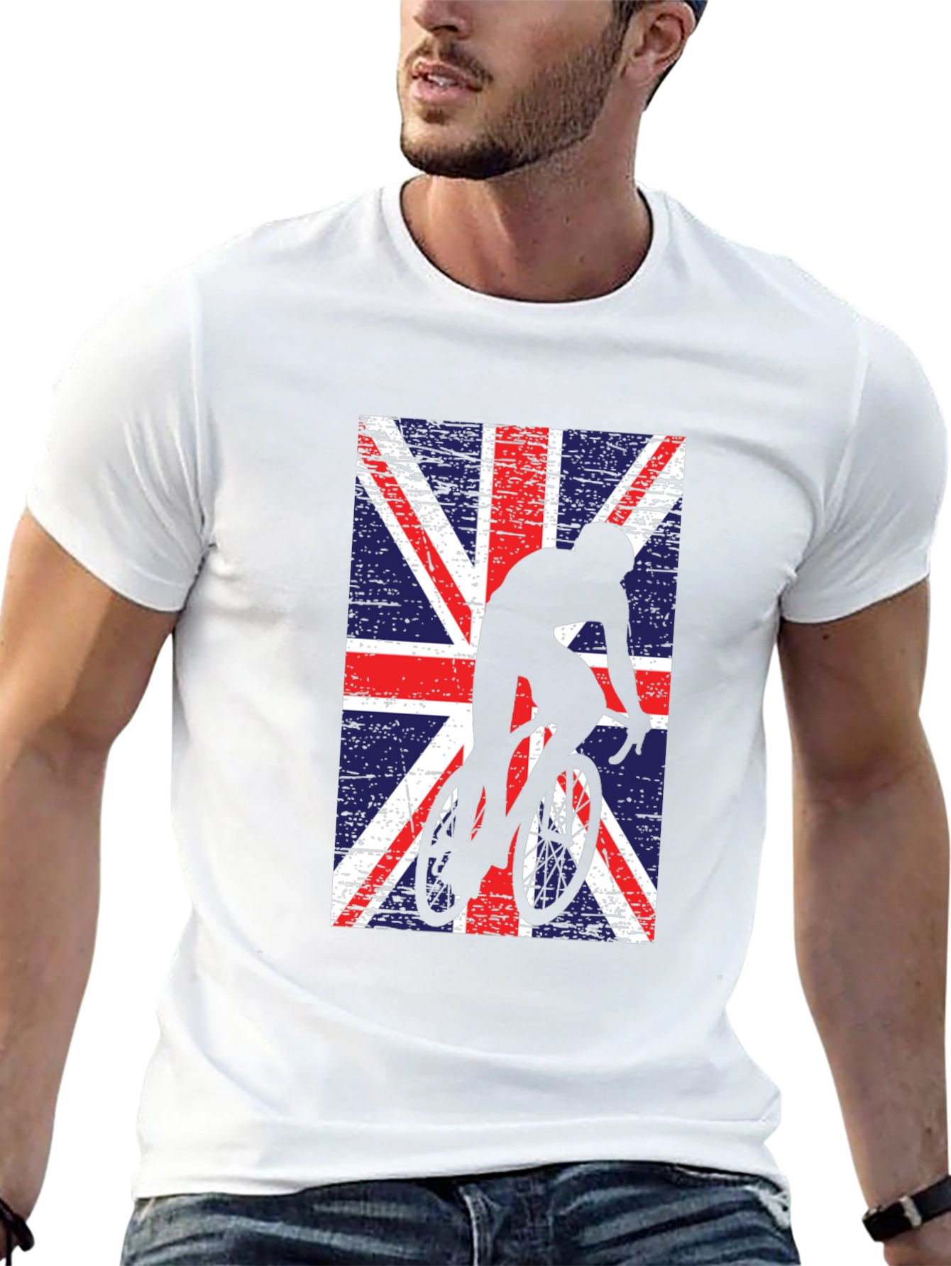 Union Jack Cyclist Graphic Tee - Black