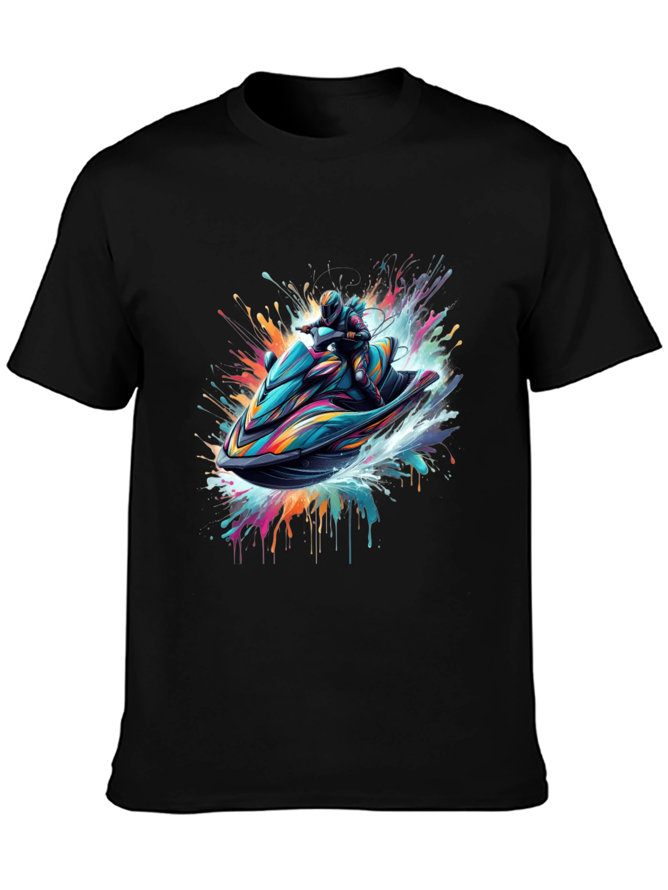 Jet Ski Rider Black T-Shirt - Vibrant Graphic Tee