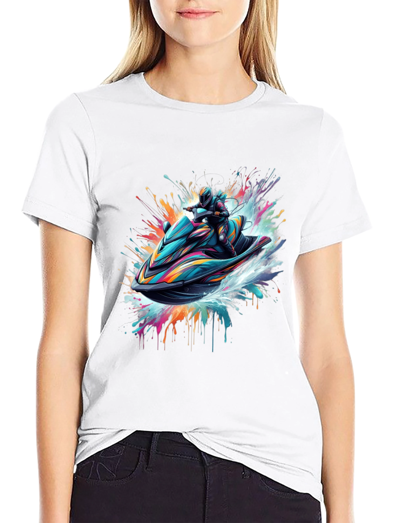 Jet Ski Rider Black T-Shirt - Vibrant Graphic Tee