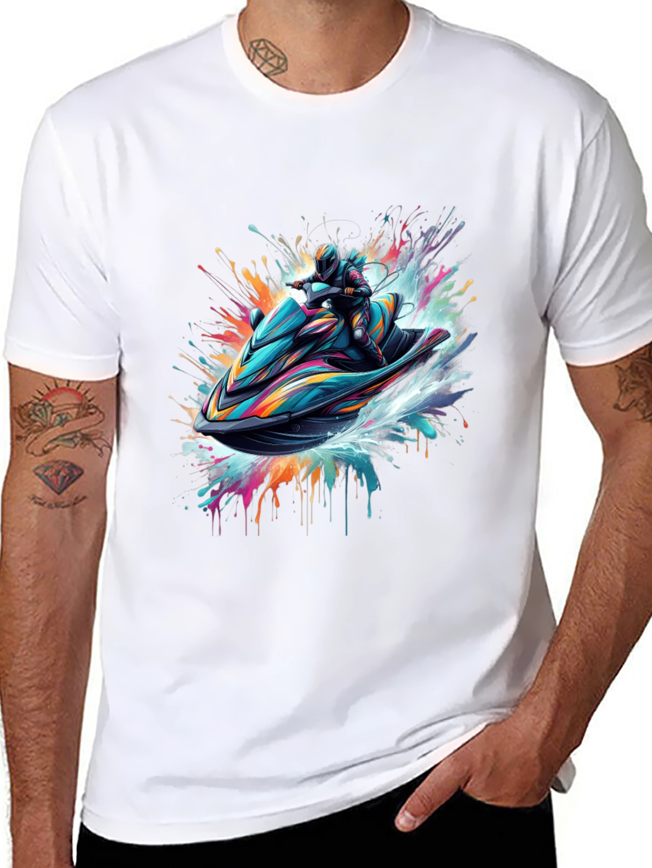 Jet Ski Rider Black T-Shirt - Vibrant Graphic Tee