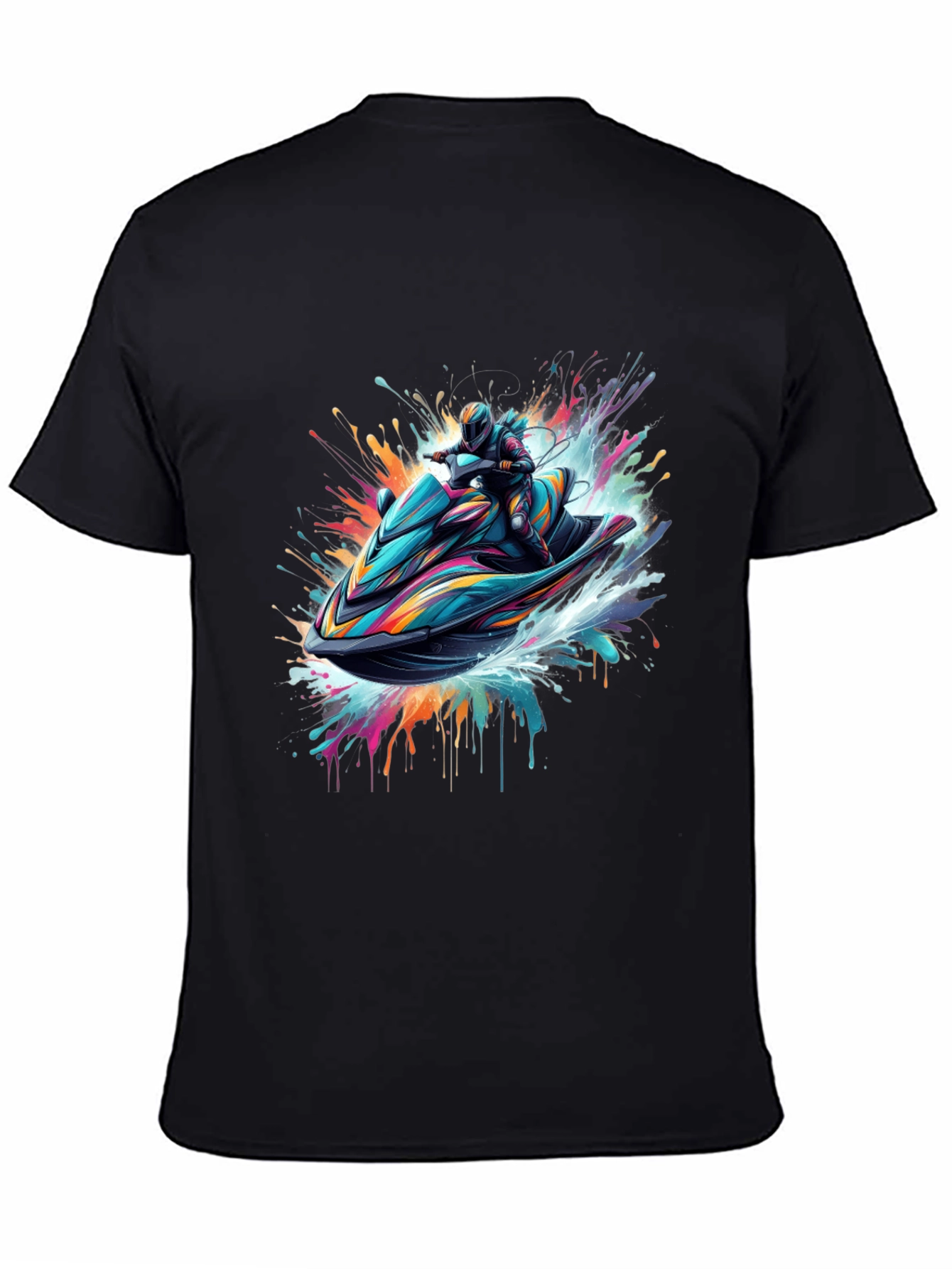 Jet Ski Rider Black T-Shirt - Vibrant Graphic Tee