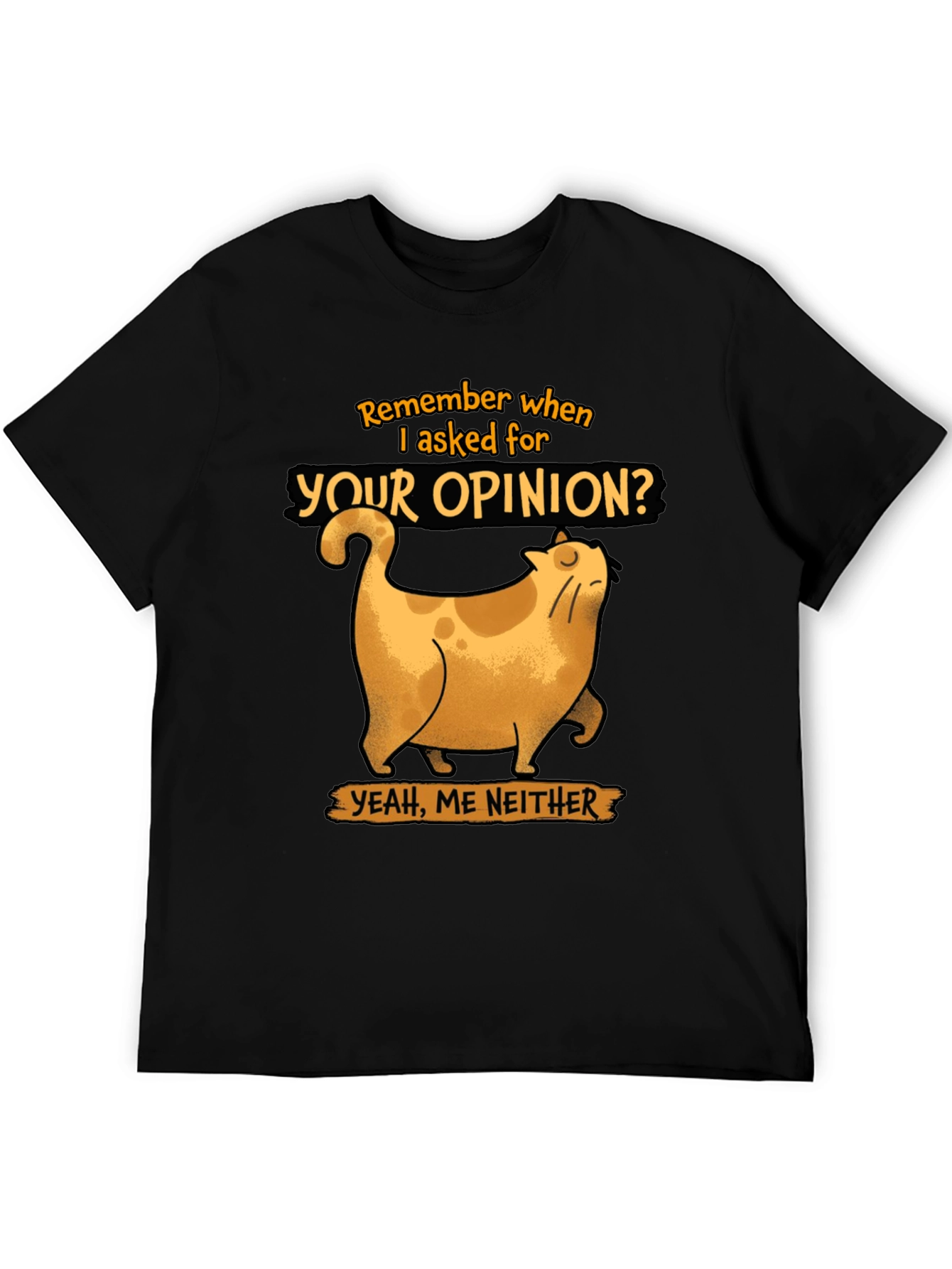 Funny Cat Opinion Graphic Tee - Black Cotton T-Shirt
