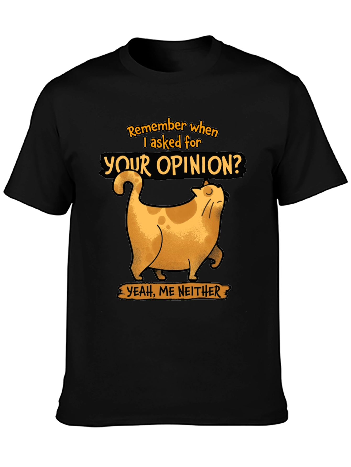 Funny Cat Opinion Graphic Tee - Black Cotton T-Shirt