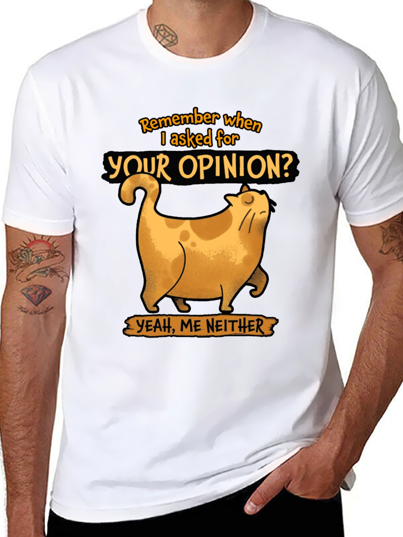 Funny Cat Opinion Graphic Tee - Black Cotton T-Shirt
