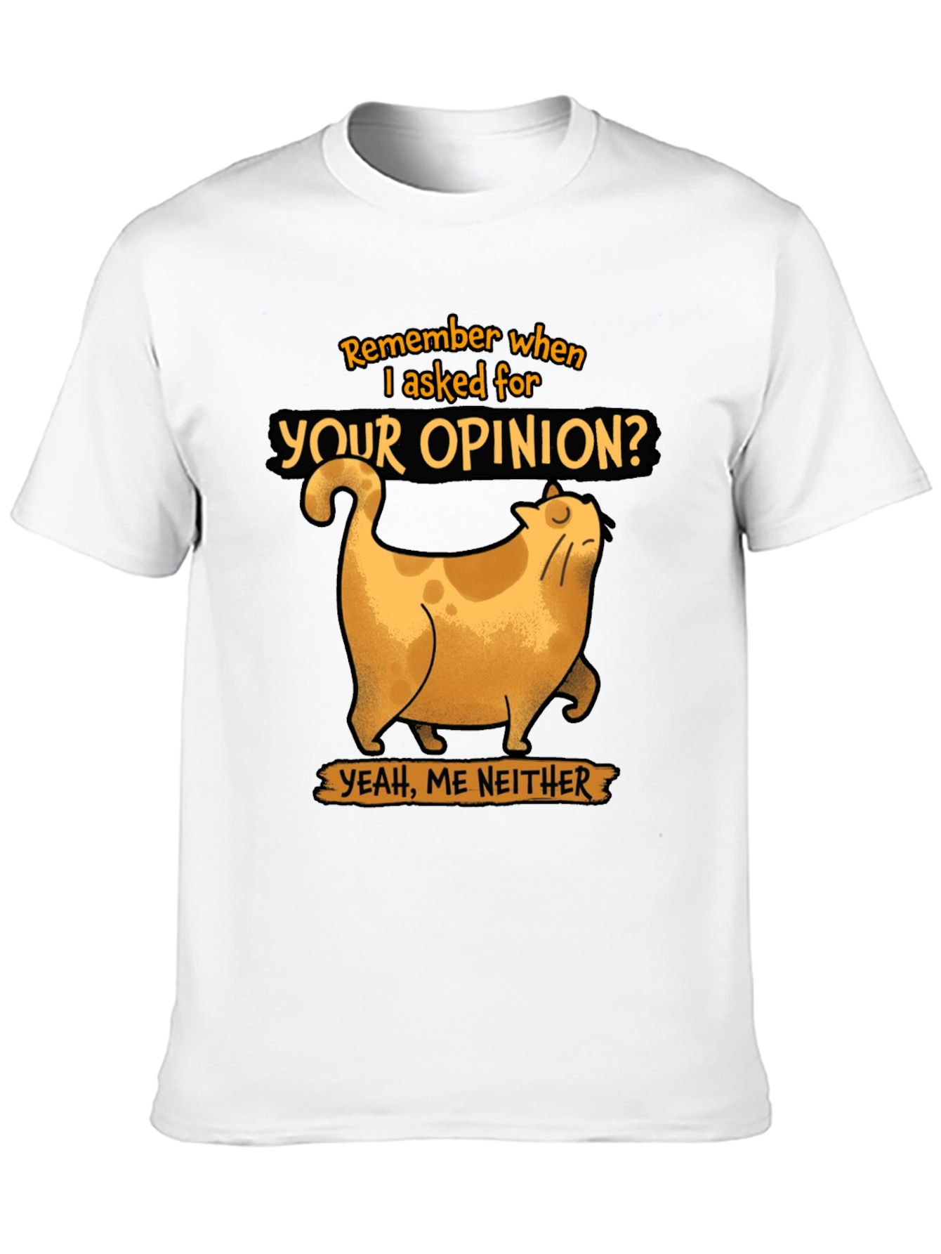 Funny Cat Opinion Graphic Tee - Black Cotton T-Shirt