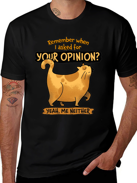 Funny Cat Opinion Graphic Tee - Black Cotton T-Shirt