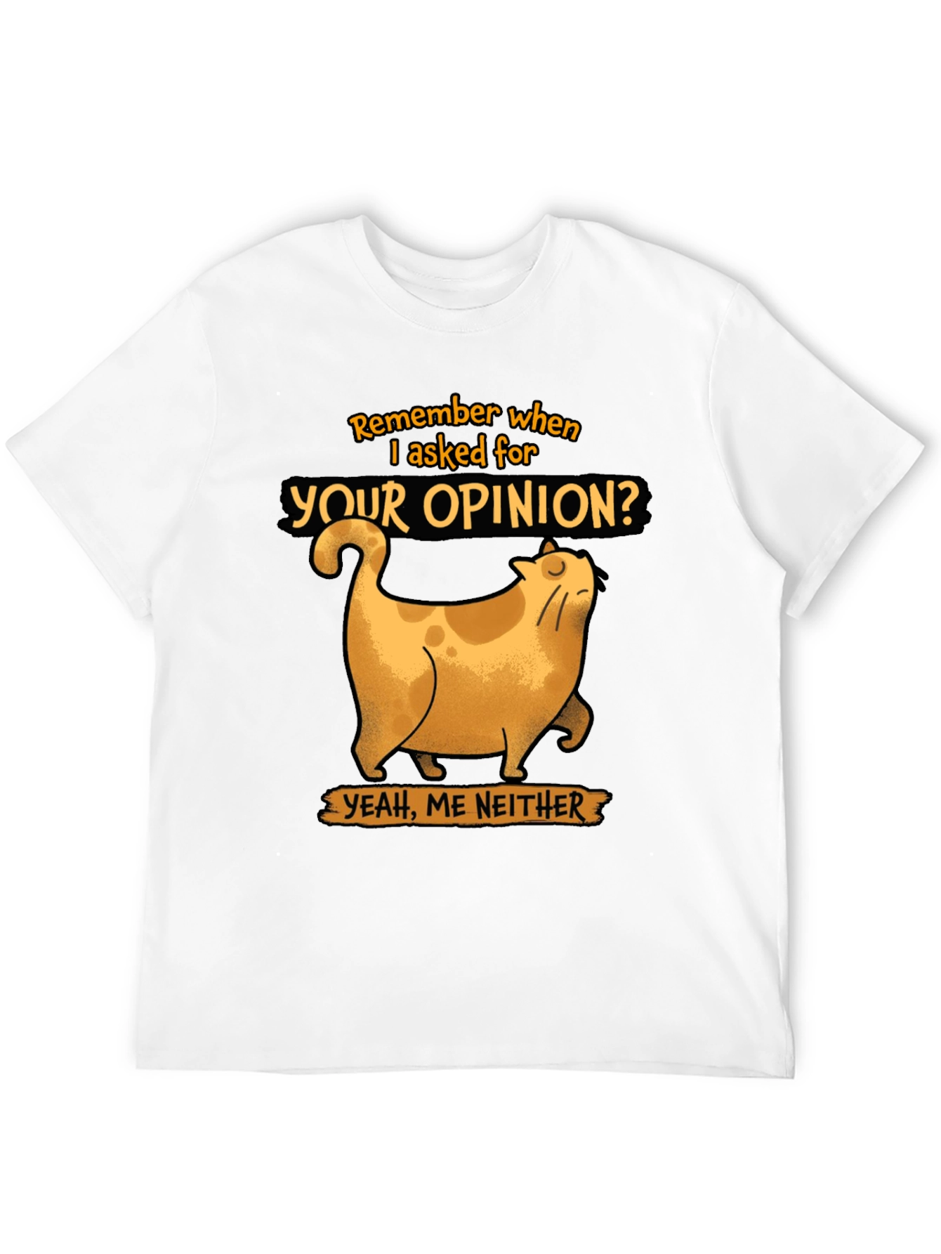 Funny Cat Opinion Graphic Tee - Black Cotton T-Shirt