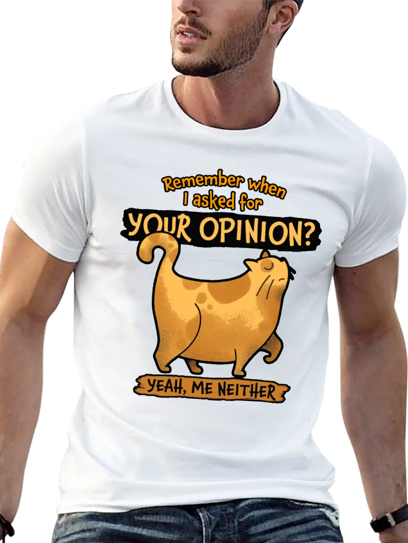Funny Cat Opinion Graphic Tee - Black Cotton T-Shirt