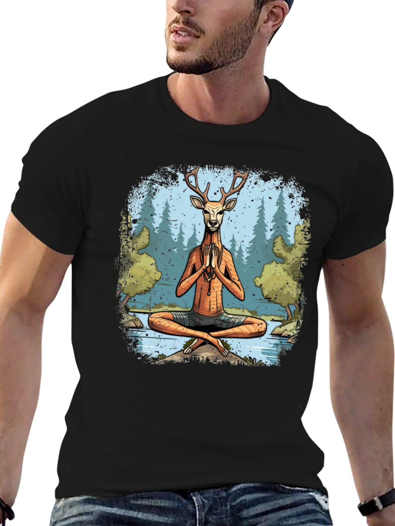 Yoga Deer T-Shirt - Meditating Wildlife Tee