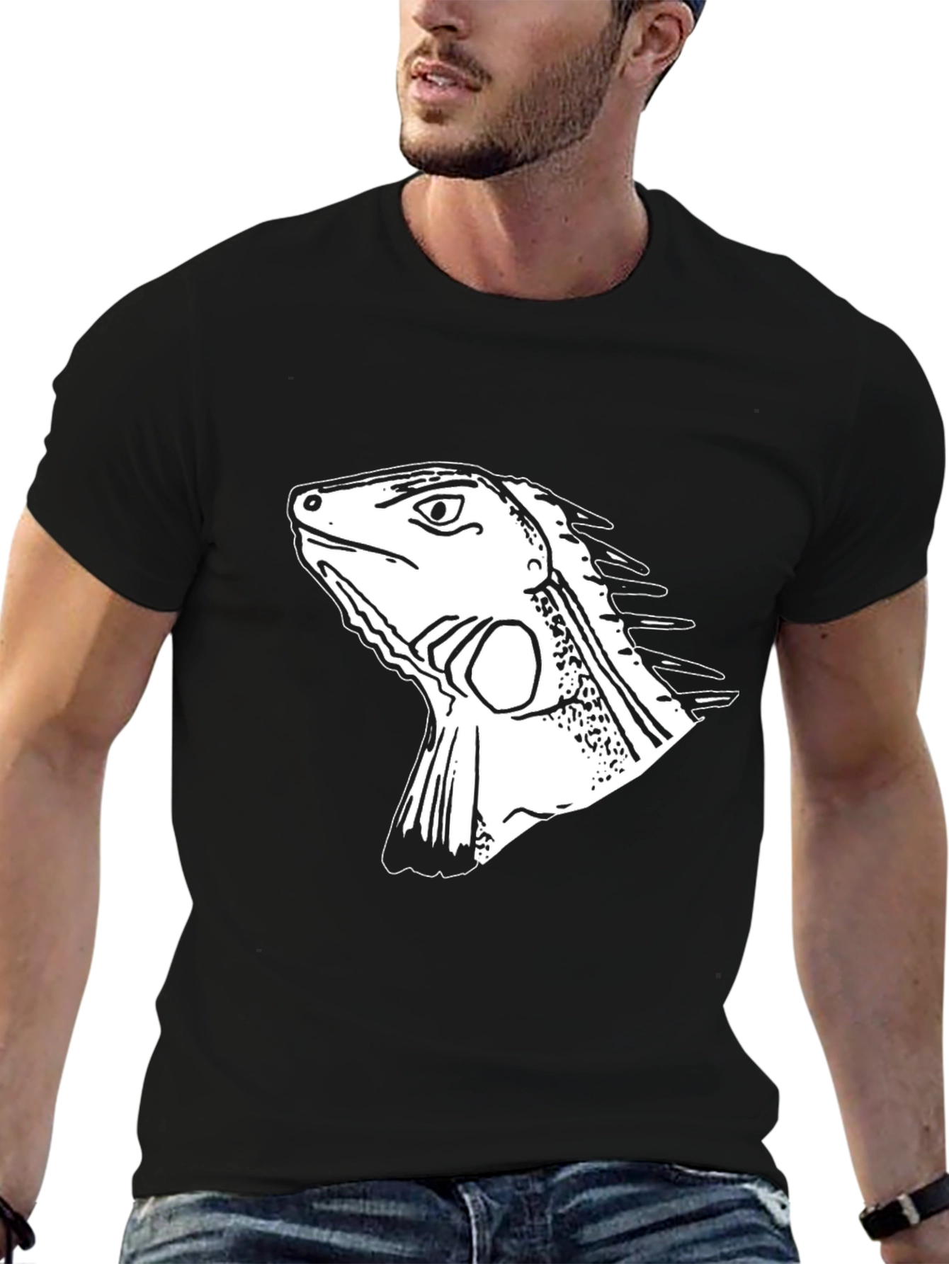 Iguana Graphic Tee - Black Cotton T-Shirt
