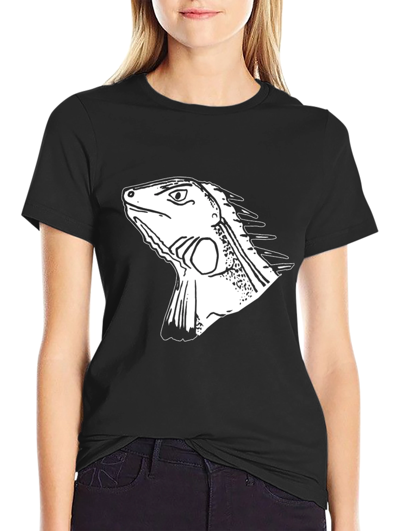 Iguana Graphic Tee - Black Cotton T-Shirt