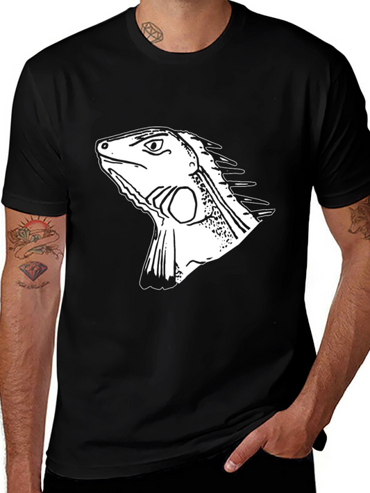 Iguana Graphic Tee - Black Cotton T-Shirt