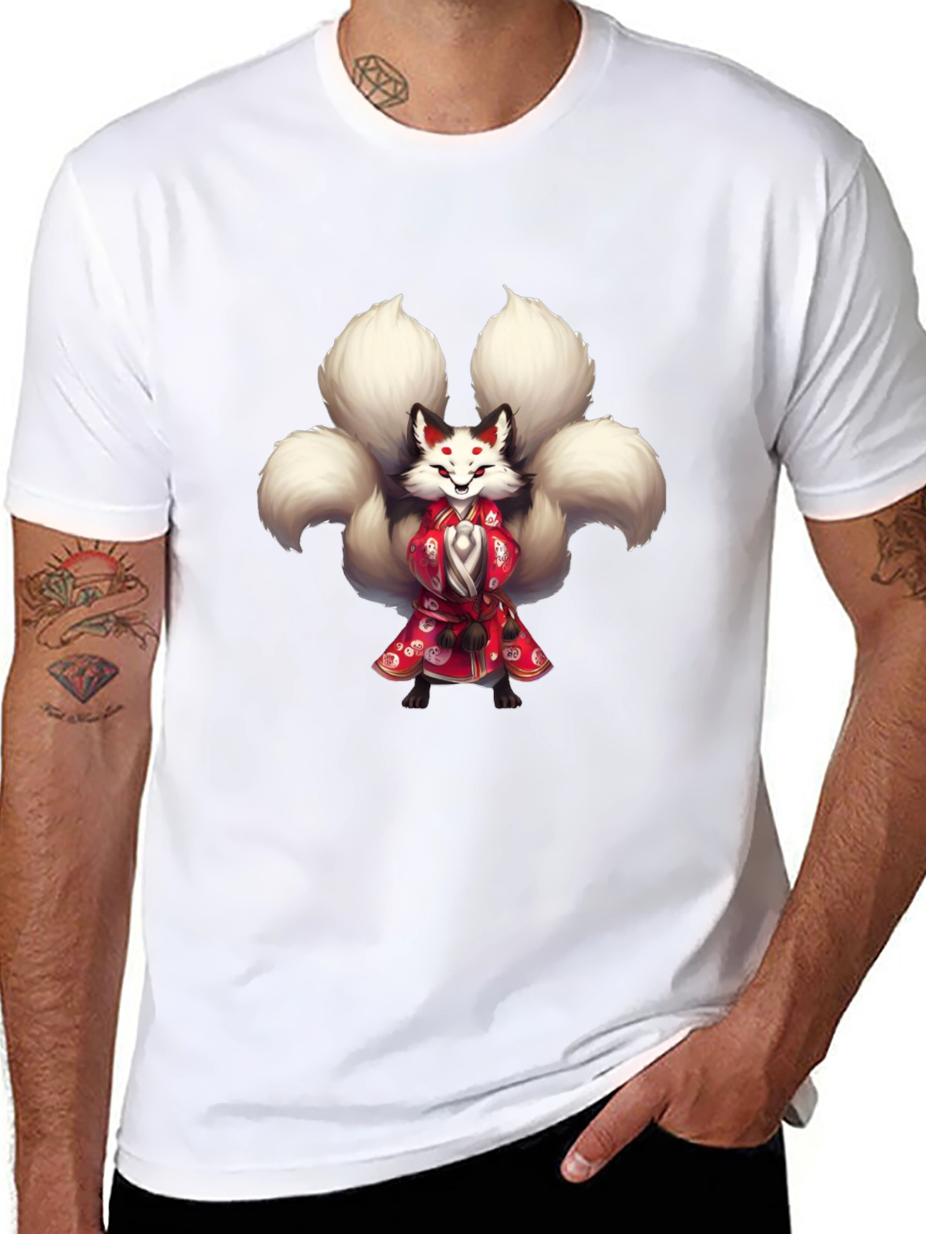 Nine-Tailed Fox Graphic Tee - Unique Anime Style