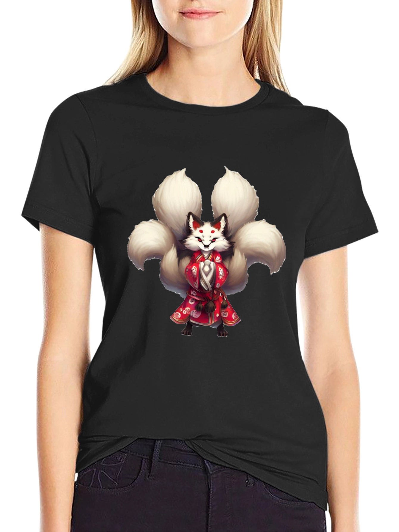 Nine-Tailed Fox Graphic Tee - Unique Anime Style