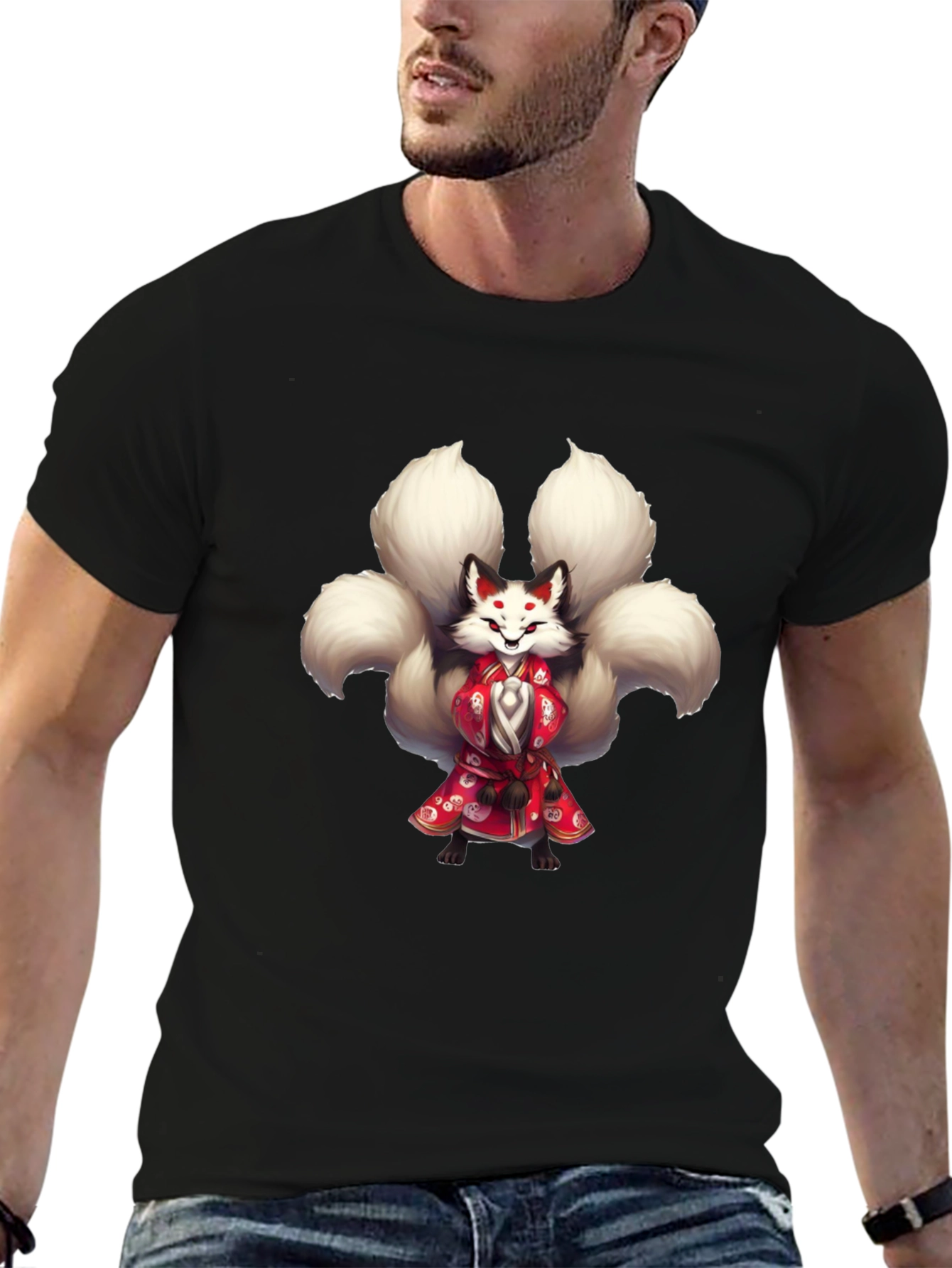 Nine-Tailed Fox Graphic Tee - Unique Anime Style