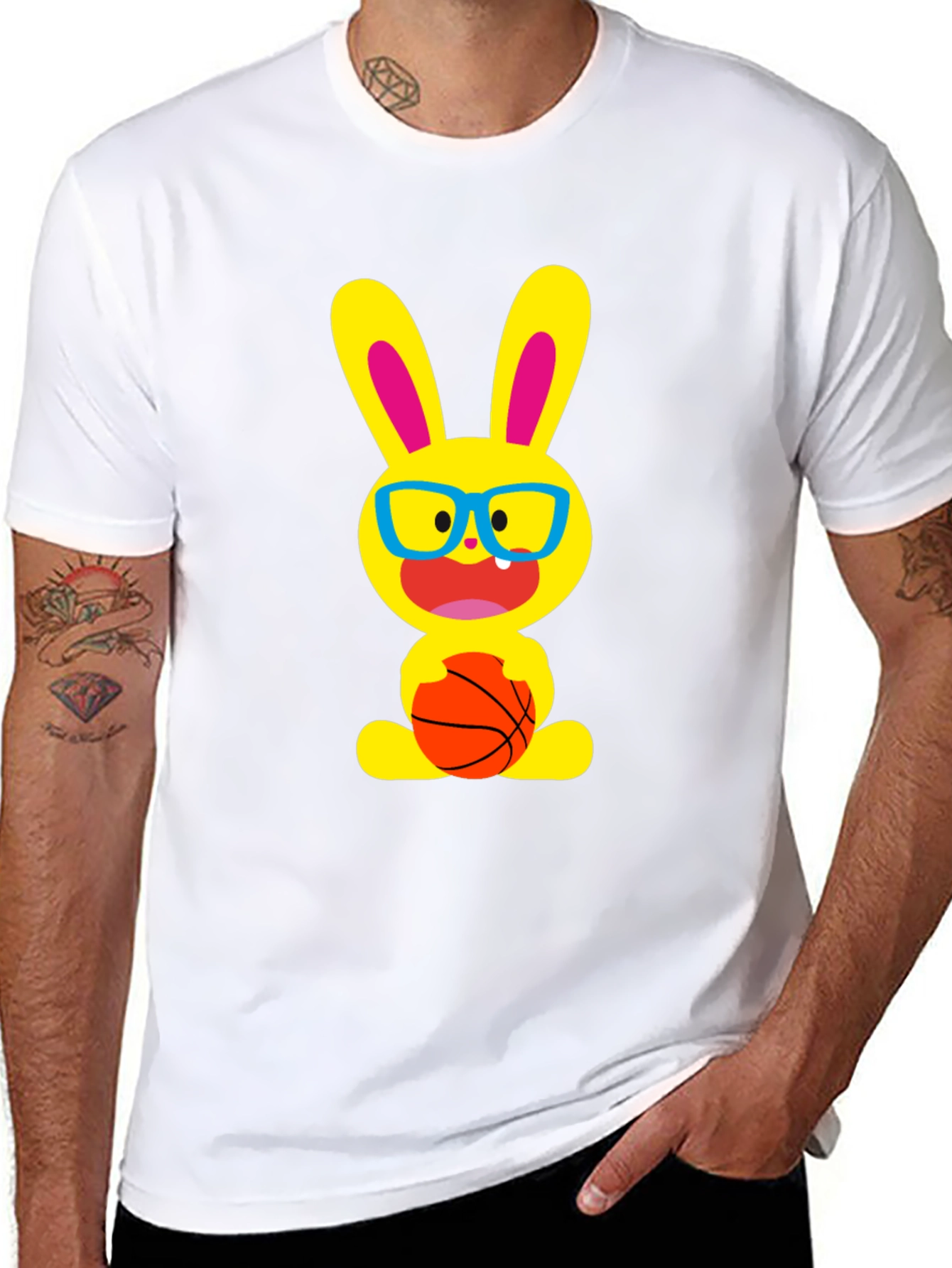 Funny Bunny Basketball T-Shirt - Black