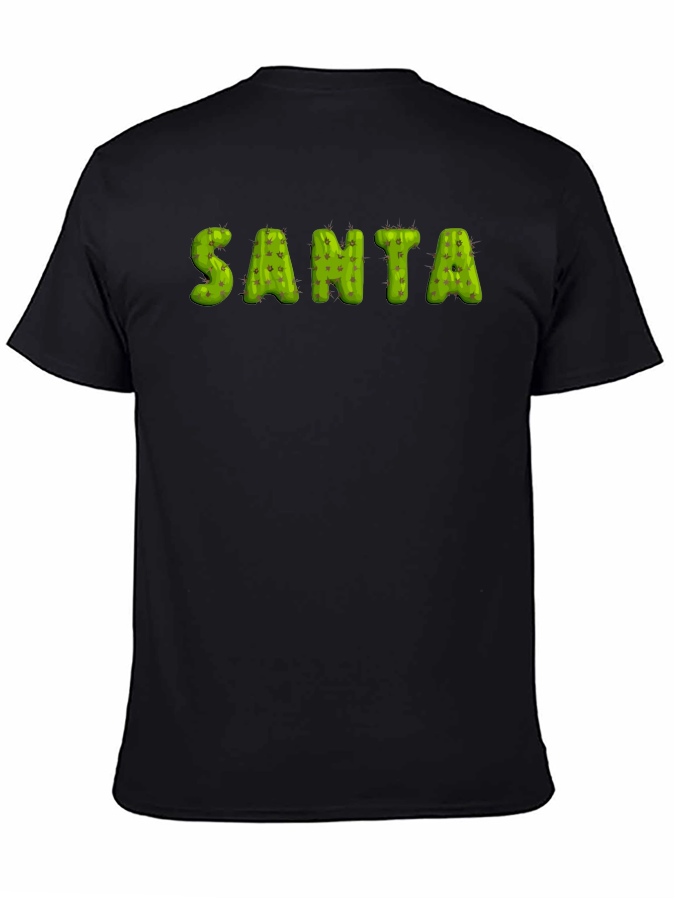 Cactus Santa Graphic Black T-Shirt
