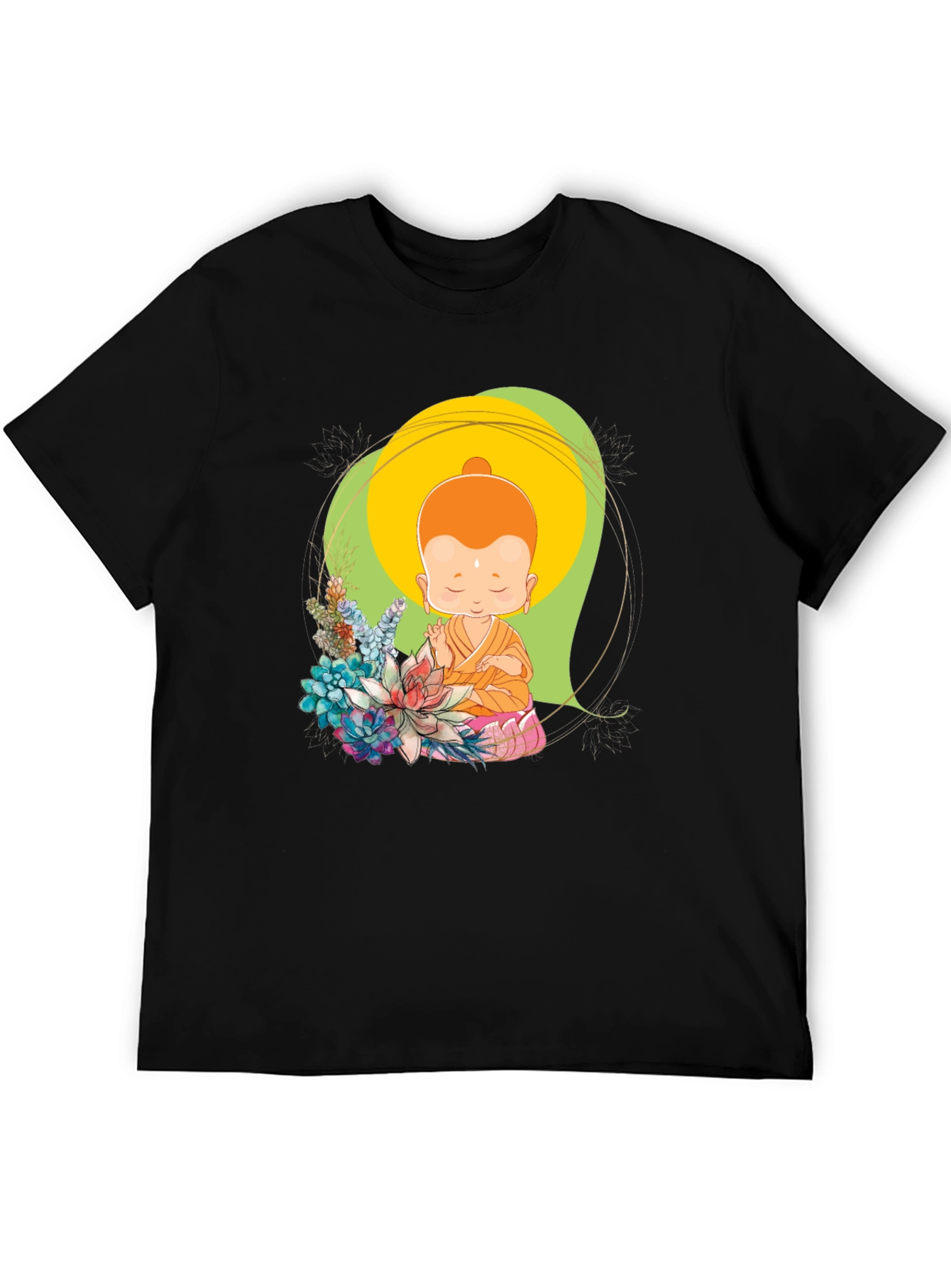 Buddha Baby Graphic Tee - Black Cotton Blend T-Shirt