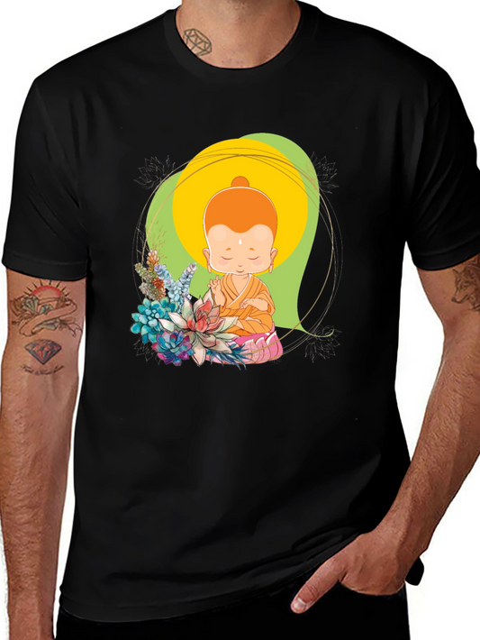 Buddha Baby Graphic Tee - Black Cotton Blend T-Shirt