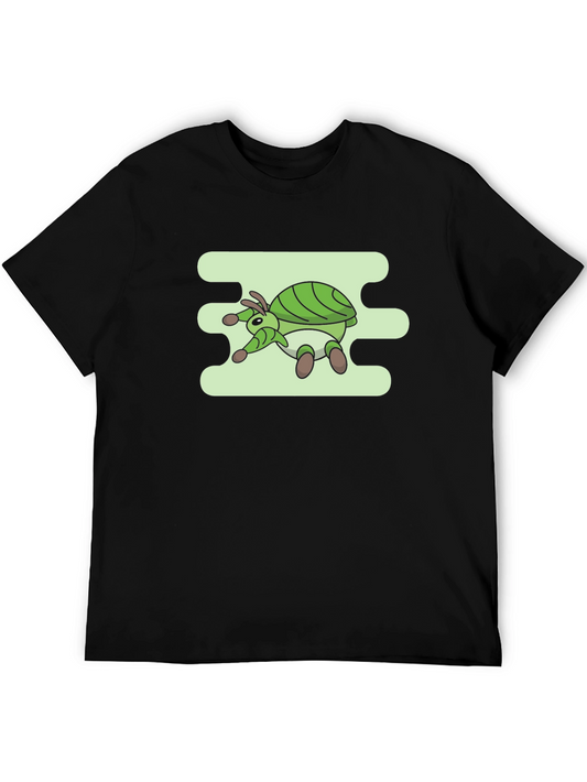 Green Bug Graphic Tee - Mens Casual Black T-Shirt