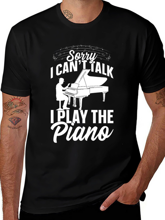 Funny Piano Player T-Shirt - Sorry I Cant Talk