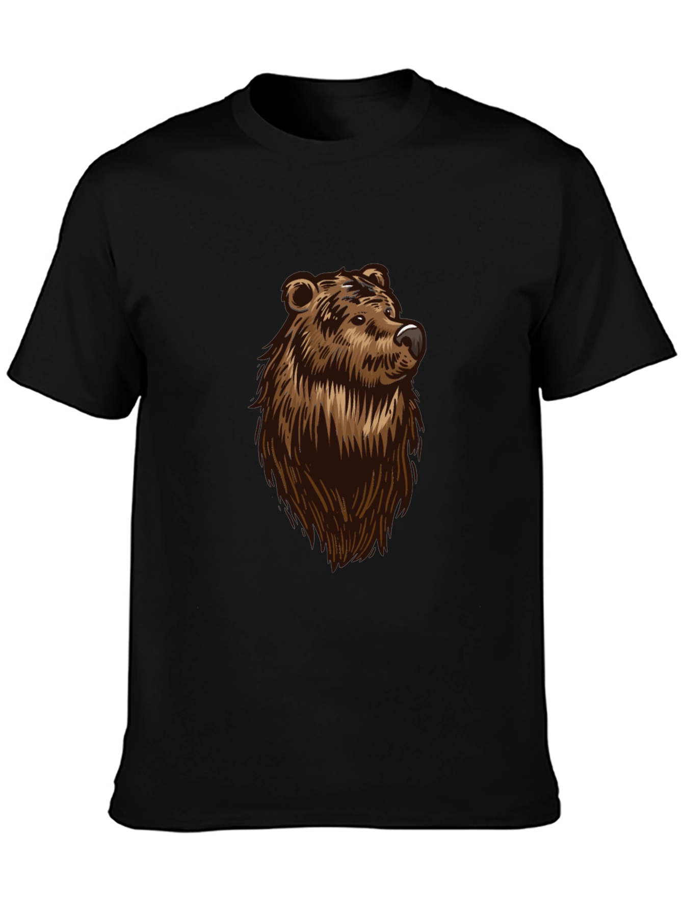 Bear Graphic Print Black T-Shirt