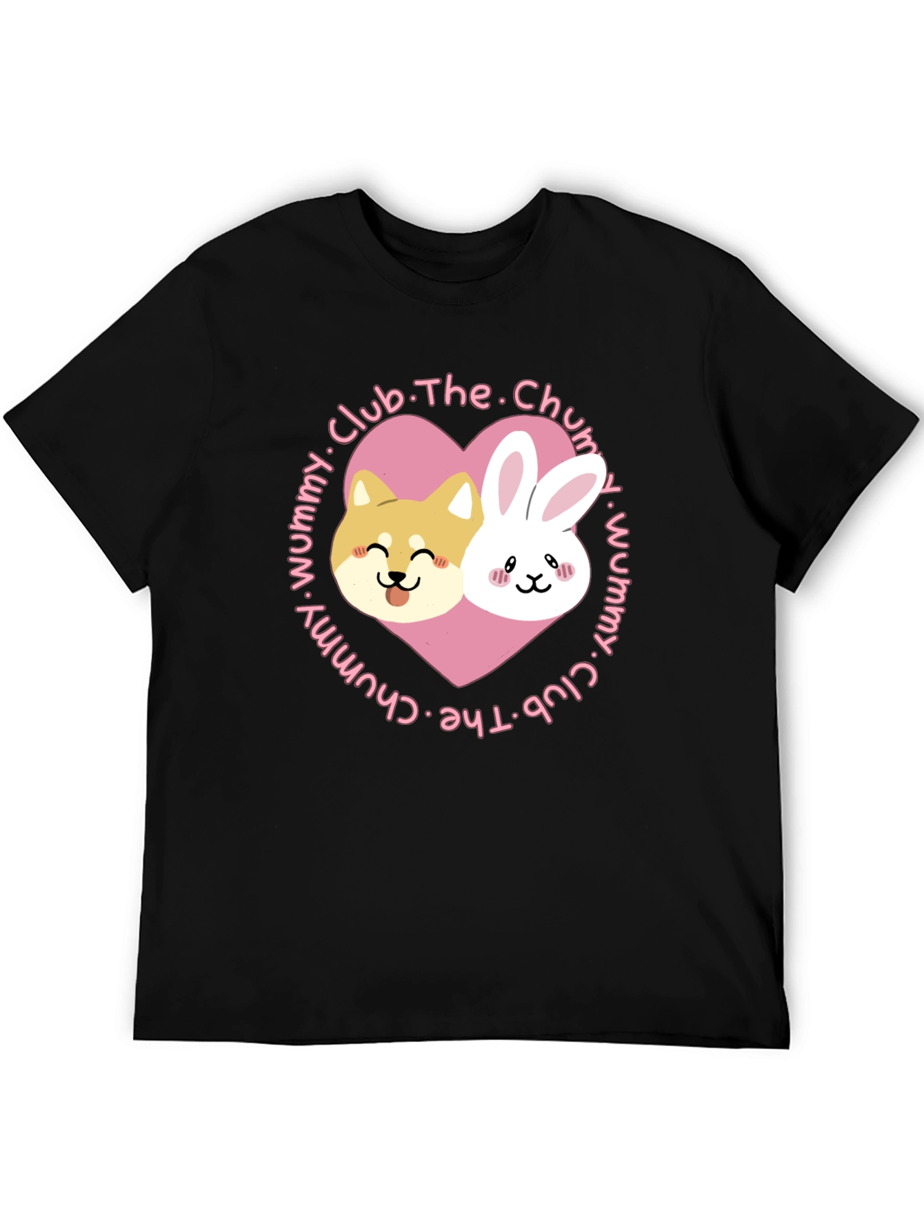 Cute Dog and Bunny Heart Graphic T-Shirt