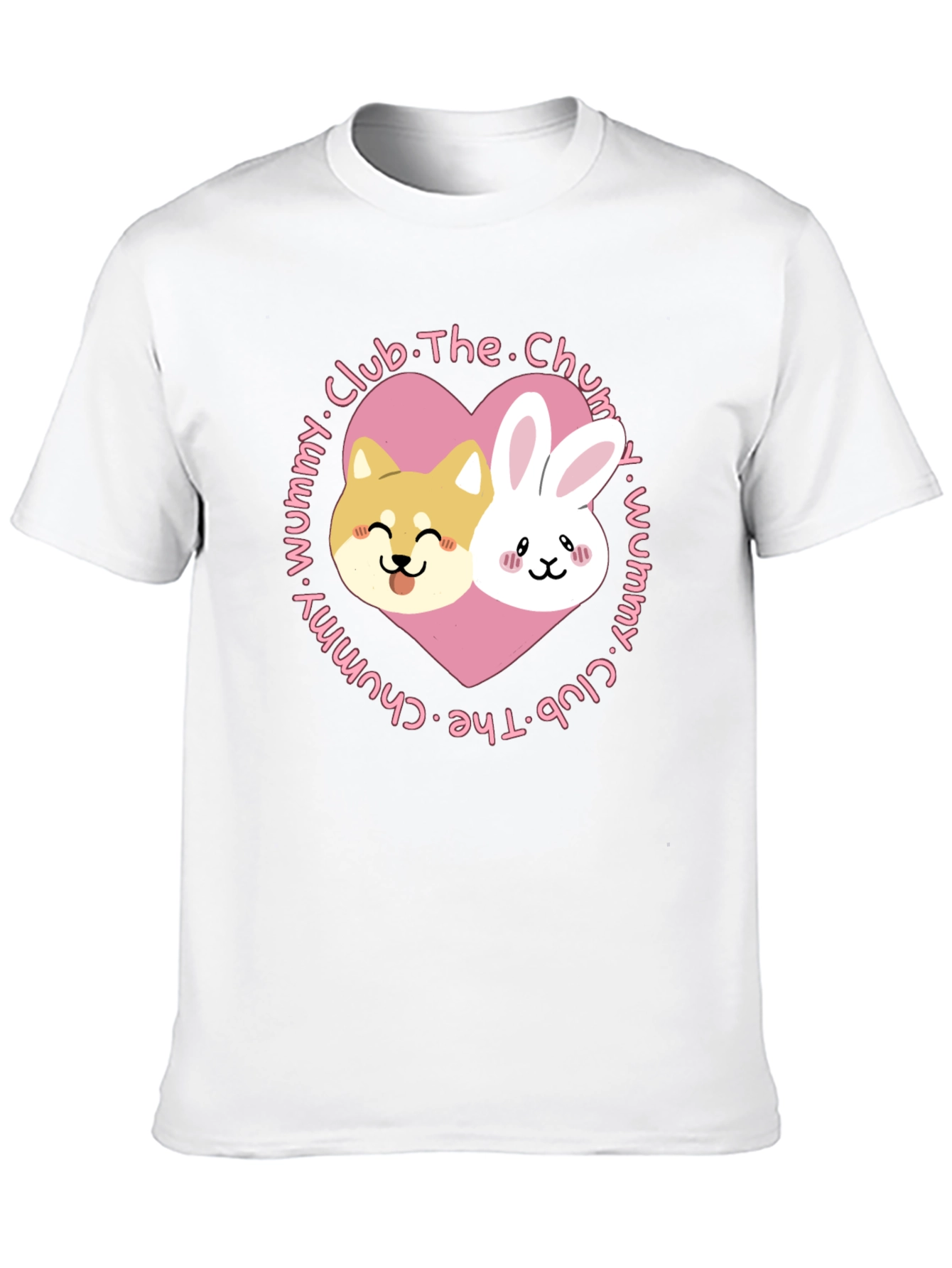Cute Dog and Bunny Heart Graphic T-Shirt