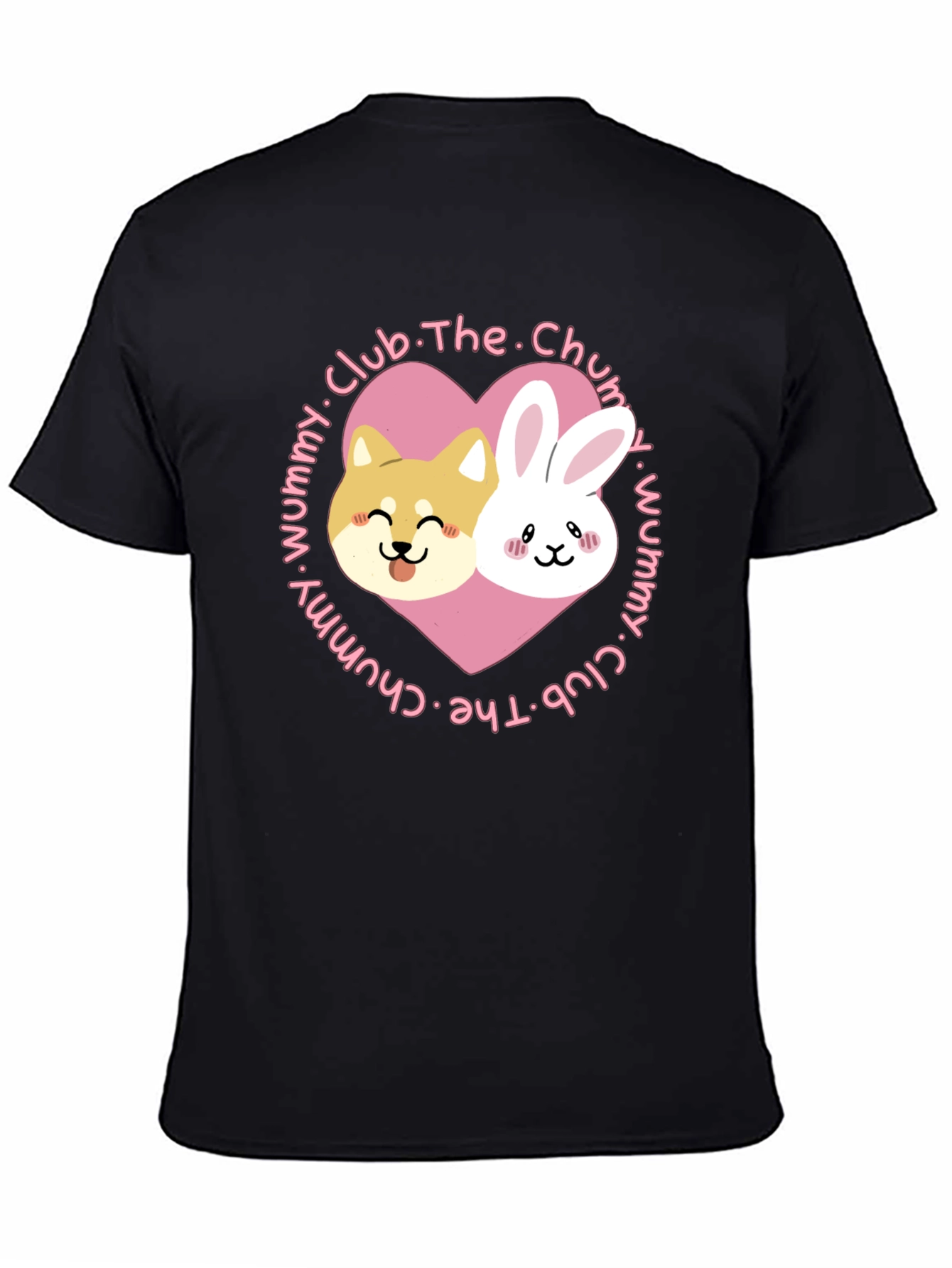 Cute Dog and Bunny Heart Graphic T-Shirt