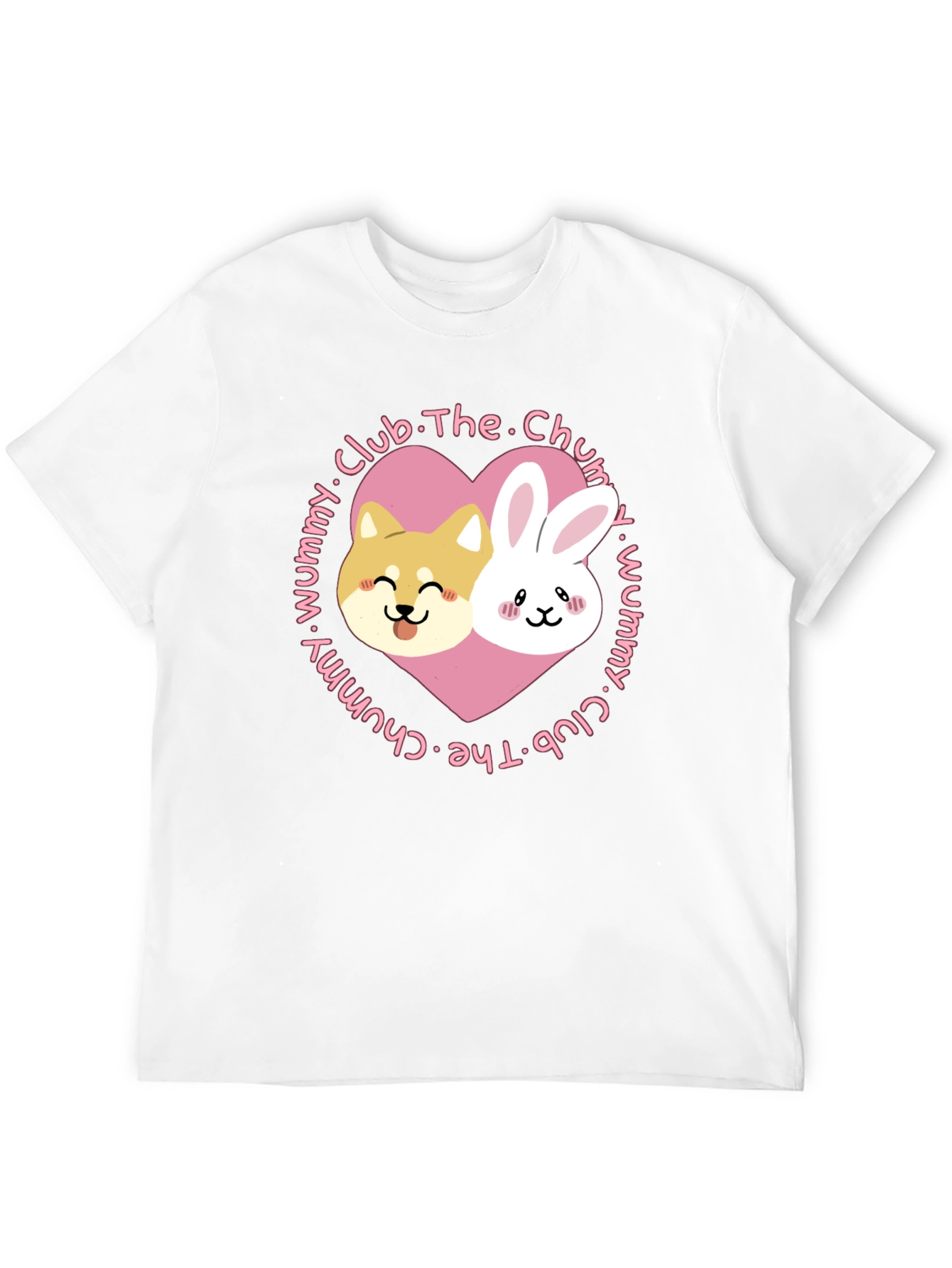 Cute Dog and Bunny Heart Graphic T-Shirt