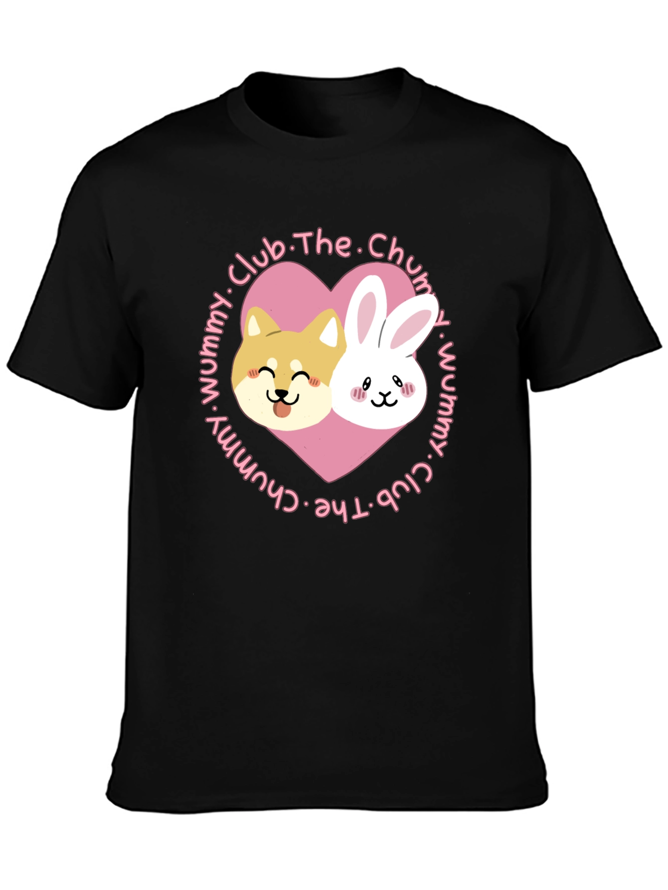 Cute Dog and Bunny Heart Graphic T-Shirt