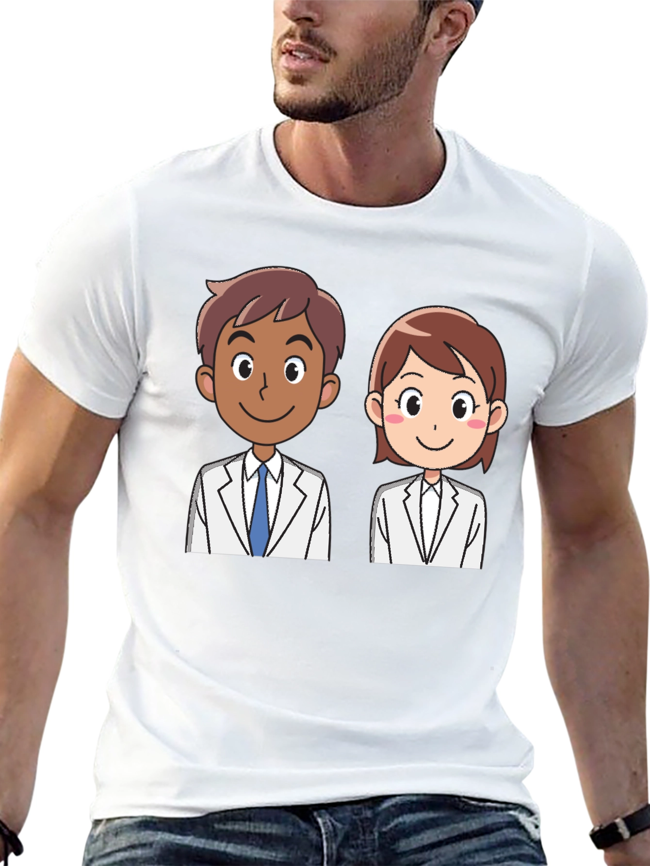 Doctor Cartoon Graphic Tee - Unisex Black T-Shirt