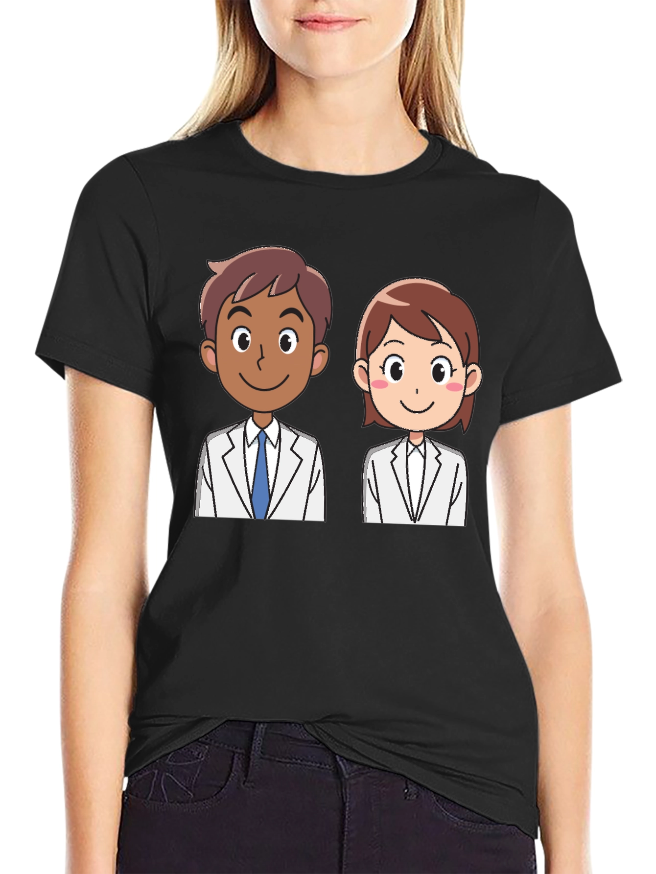 Doctor Cartoon Graphic Tee - Unisex Black T-Shirt