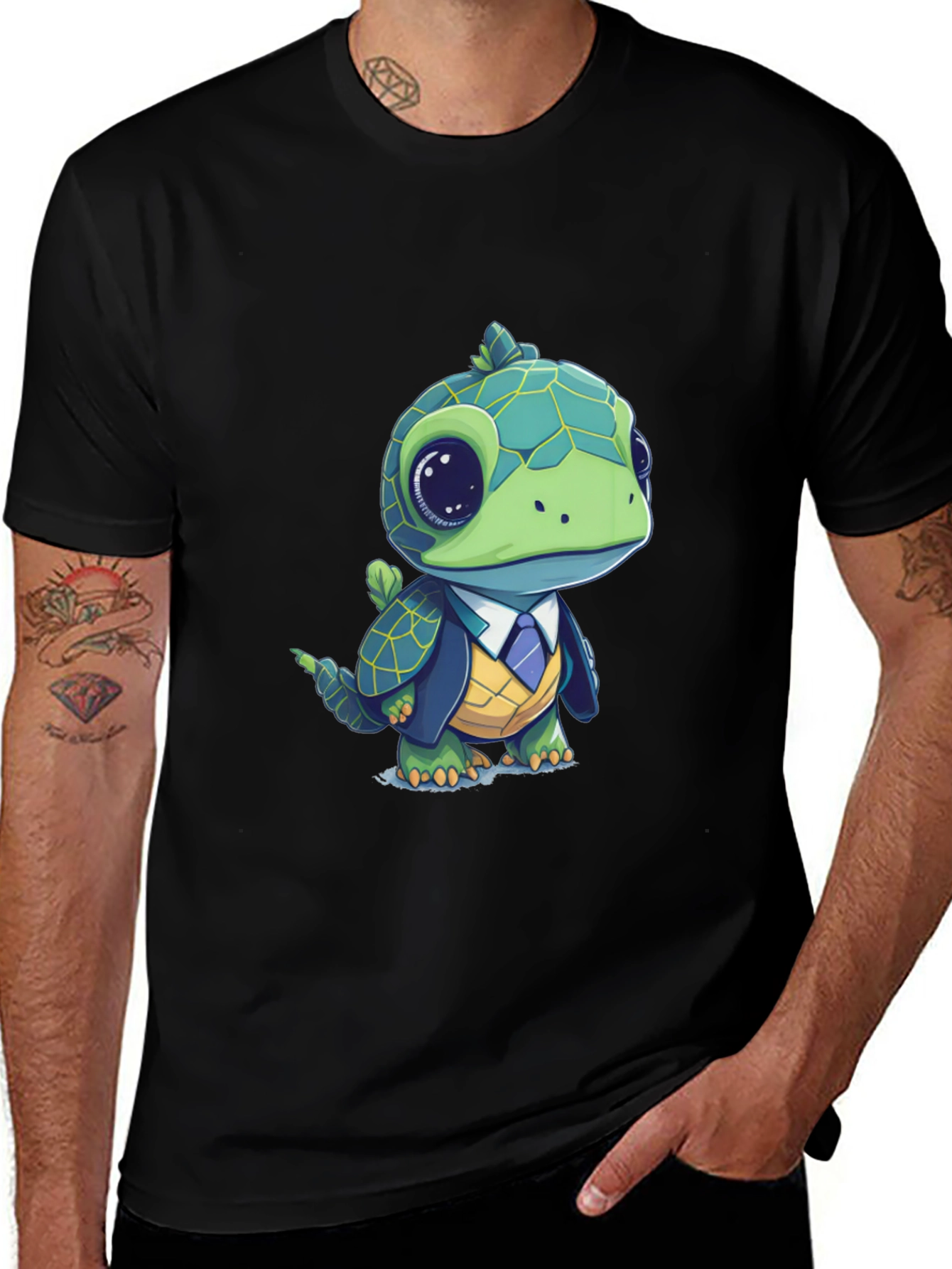 Turtle in Suit Graphic Tee - Unique Style