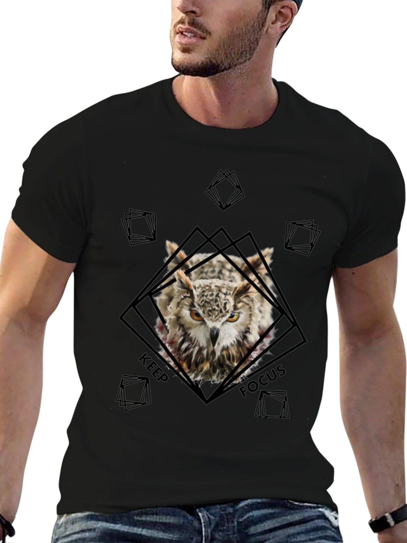 Owl Focus Graphic Tee - Black T-Shirt