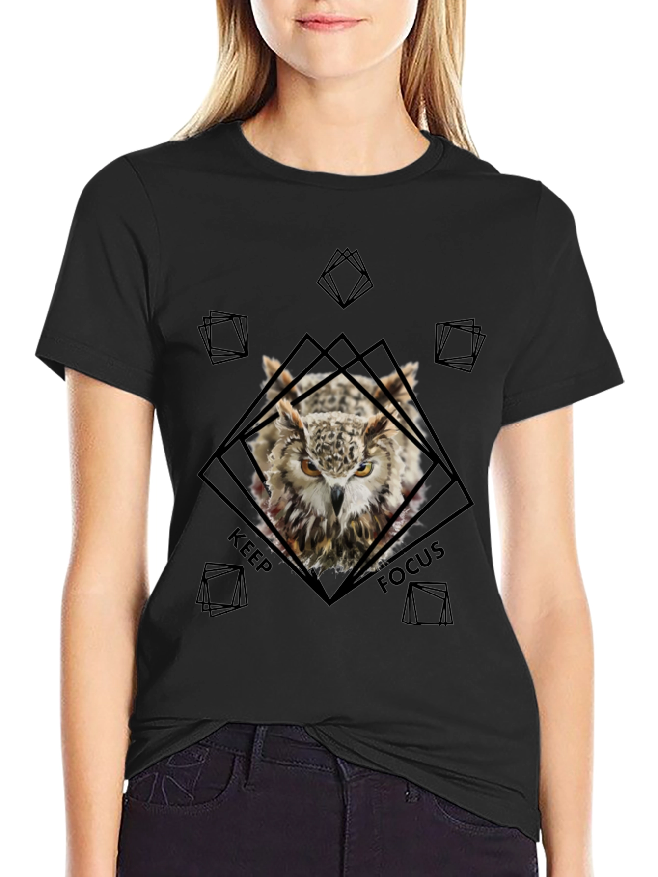 Owl Focus Graphic Tee - Black T-Shirt