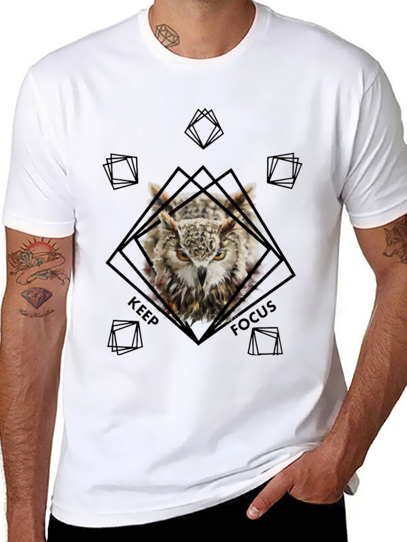 Owl Focus Graphic Tee - Black T-Shirt