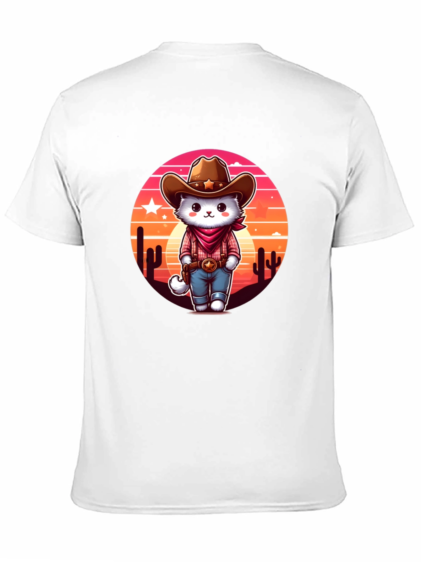 Cowboy Cat Graphic Tee - Western Style T-Shirt