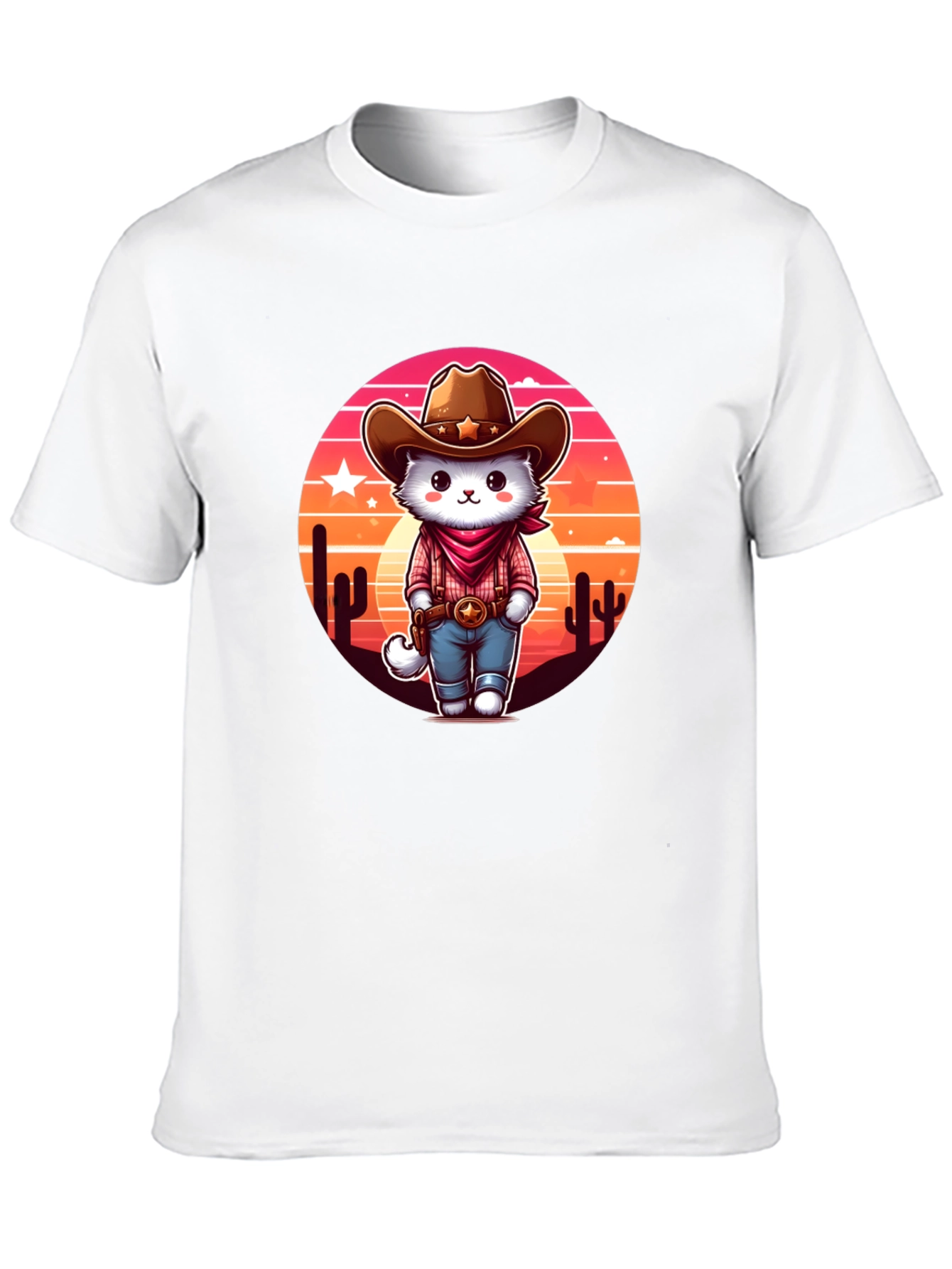 Cowboy Cat Graphic Tee - Western Style T-Shirt