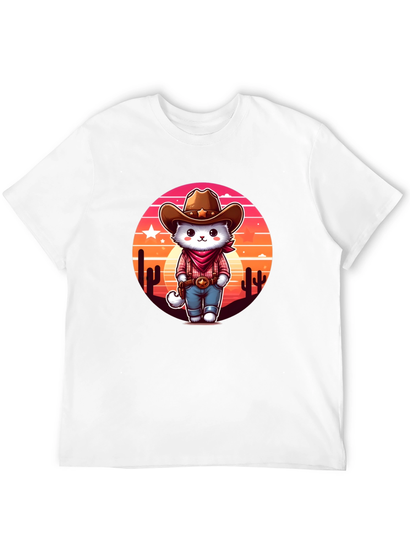Cowboy Cat Graphic Tee - Western Style T-Shirt