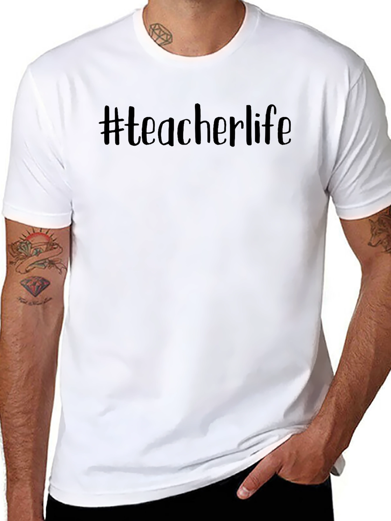 #Teacherlife Graphic T-Shirt - Black Crew Neck Tee