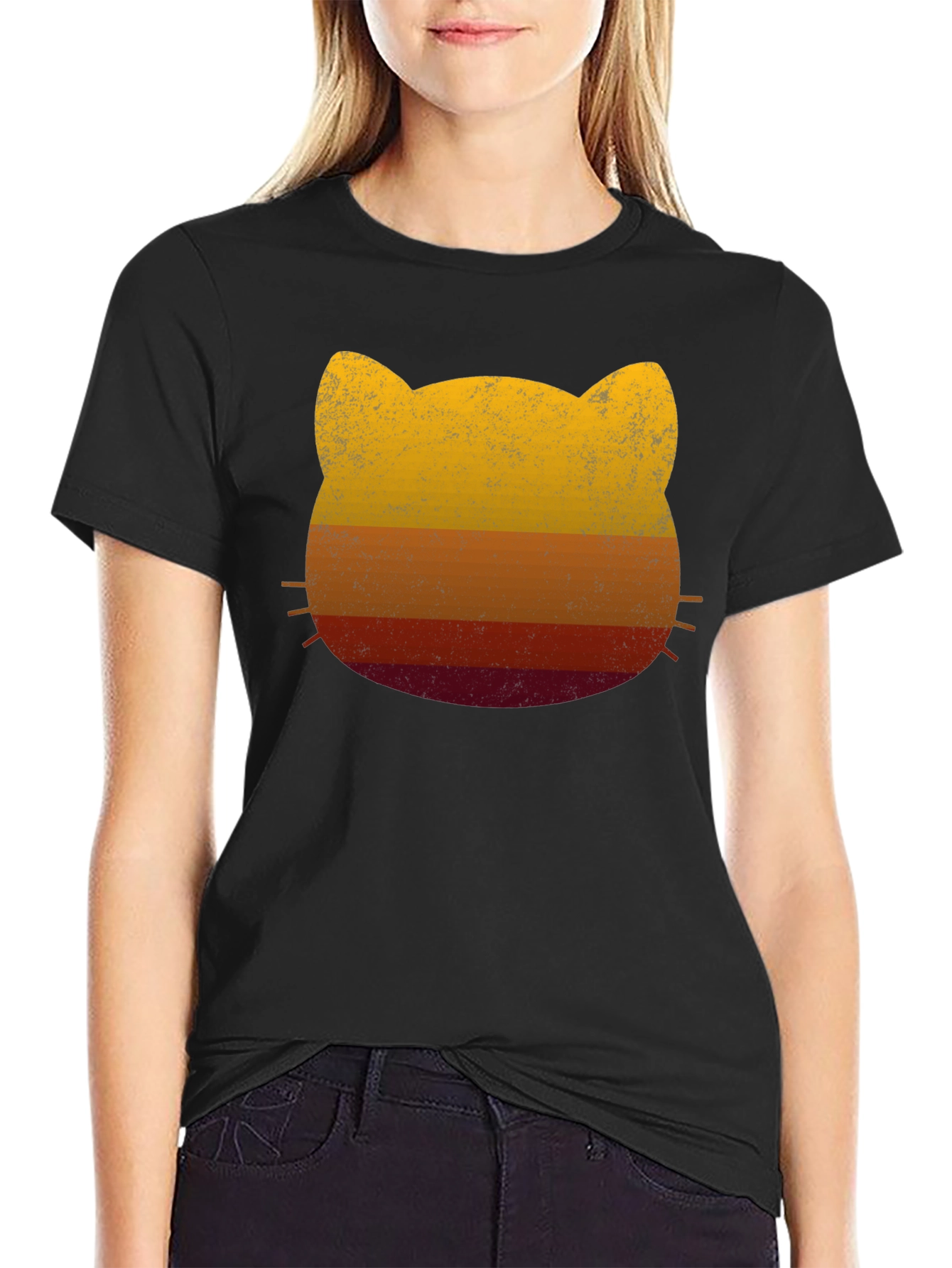 Retro Sunset Cat Graphic Tee - Unisex