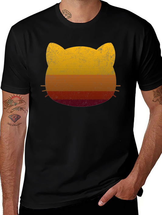 Retro Sunset Cat Graphic Tee - Unisex