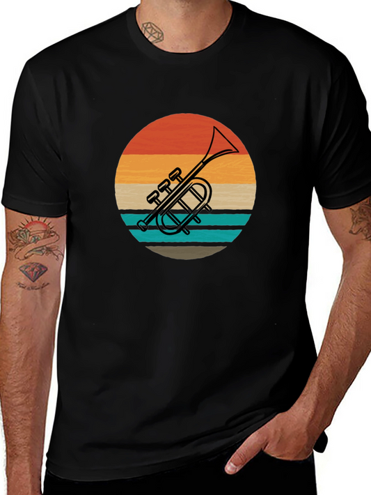 Retro Trumpet T-Shirt - Vintage Sunset Design