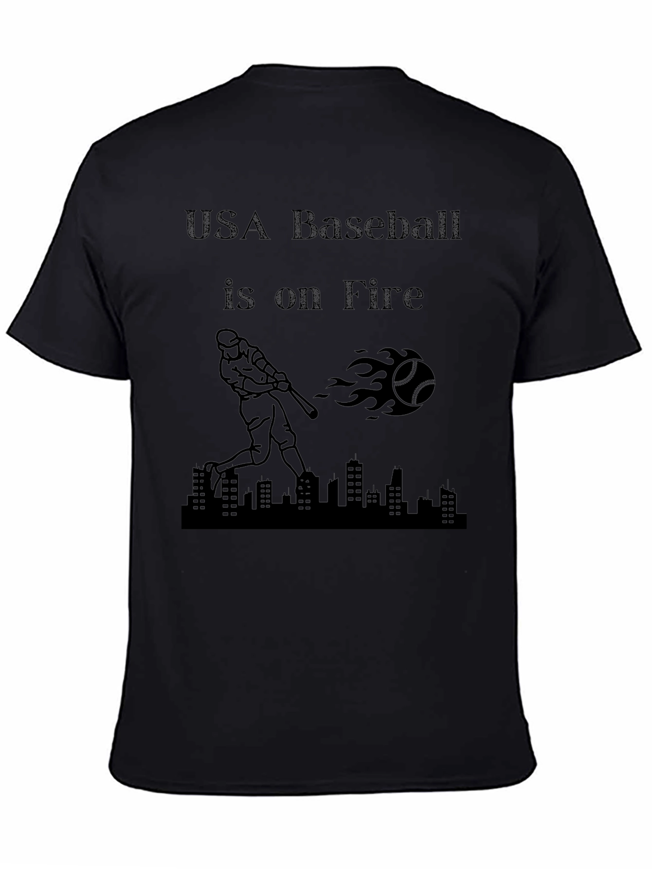 USA Baseball Is On Fire Black T-Shirt