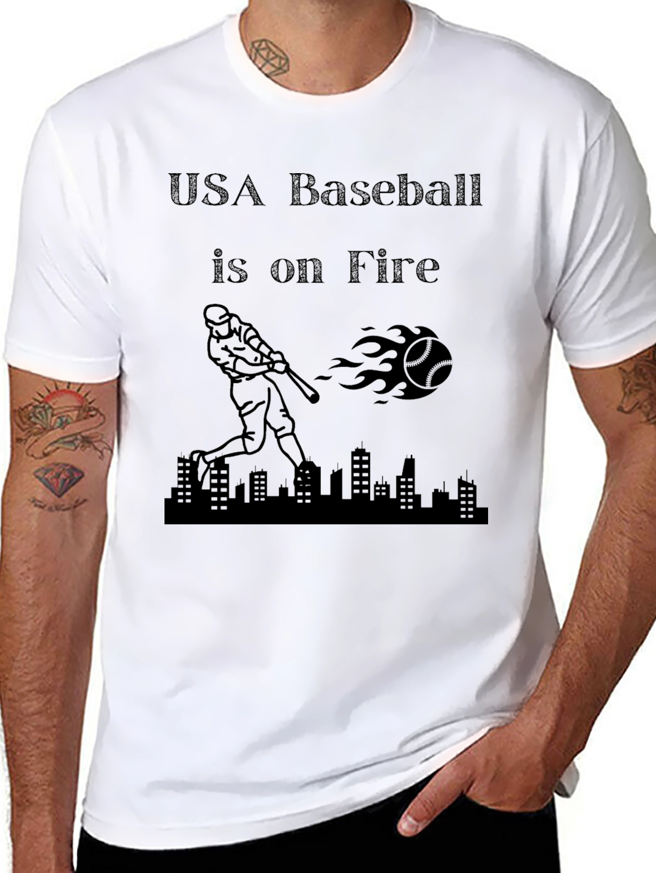 USA Baseball Is On Fire Black T-Shirt