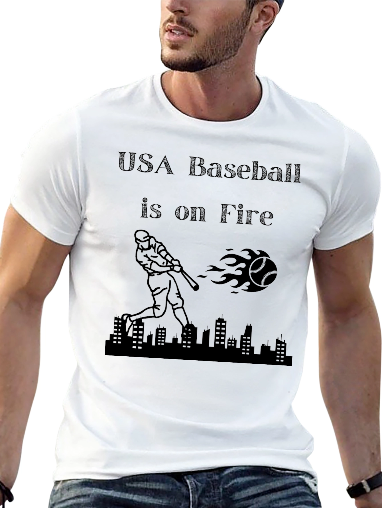 USA Baseball Is On Fire Black T-Shirt