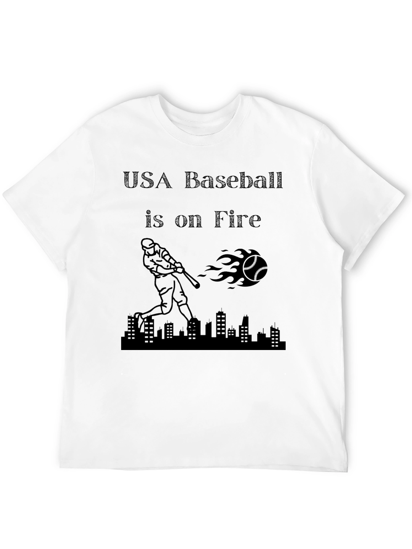 USA Baseball Is On Fire Black T-Shirt